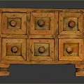 Vintage Wooden Chest of Drawers With Open Drawer and Ornate Decorative Details