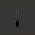 Futuristic Sci Fi Gun with Shiny Metallic Body and Red Wooden Grip Design