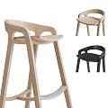 Modern Design Bar Stools In Light Wood Black And White Colors