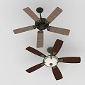 Ceiling Mounted Air Conditioner Fans With Wooden Blades And Different Designs 3d model