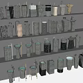 Various Modern Washbasins in Different Styles Displayed on Tiered Steps 3d model