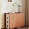 Modern Interior Dining Table And Chairs With Wooden Sideboard Decorative Plants Window Blinds And Curtains