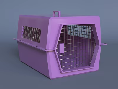 Purple Rectangular Pet Cage With Mesh Door Top Handle And Sturdy Structure For Small Animals 3d model