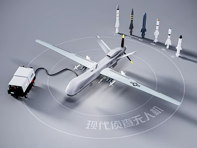 Modern Fighter Jet With Reconnaissance Systems And Missile Weapons Support Vehicle 3d model