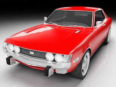 Vintage Red Classic Car With Sleek Exterior And Chrome Accents 3d model