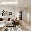 Bright Light Luxury Living And Dining Room Interior Design With Comfortable Sofas And Gorgeous Chandelier