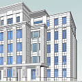 Modern Office Building With White Exterior Blue Windows And Multi Story Design