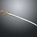 Ornate Ancient Sword With Golden Hilt And Shiny Silver Blade Design