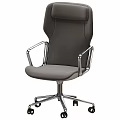 Ergonomic Gray Office Chair With Metal Armrests And Rolling Wheels For Workspace