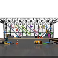 Bright Musical Themed Stage With Colorful Decorative Elements And Vibrant Lights
