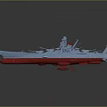 Realistic 3D Battleship Model Featuring Blue Red Hull Detailed Upper Structure Turrets 3d model