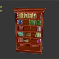 Red Wooden Bookcase With Multiple Shelves Filled With Books For Home