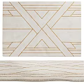 Modern Square Carpet With Beige Background And Gold Geometric Lines Design 3d model