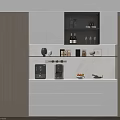 Modern Built in Wine Cabinet with White Wooden Design LED Lighting for Bottles and Glasses