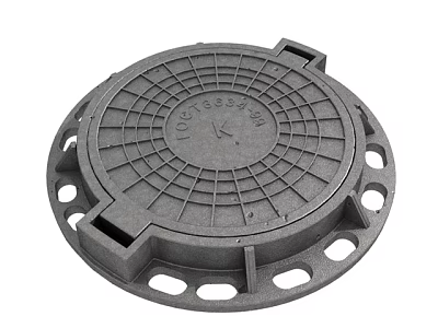 Sturdy Cast Iron Manhole Cover for Road Sewer Drainage System with Grid Design 3d model
