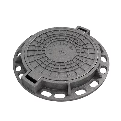 Sturdy Cast Iron Manhole Cover for Road Sewer Drainage System with Grid Design 3d model