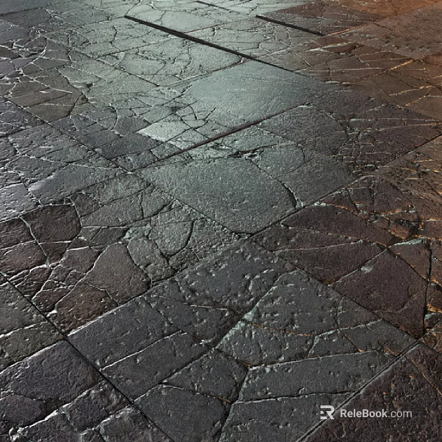 Dark Cracked Texture Floor Tiles With Natural Stone Appearance For Interior Design 3d model 