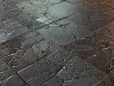Dark Cracked Texture Floor Tiles With Natural Stone Appearance For Interior Design 3d model