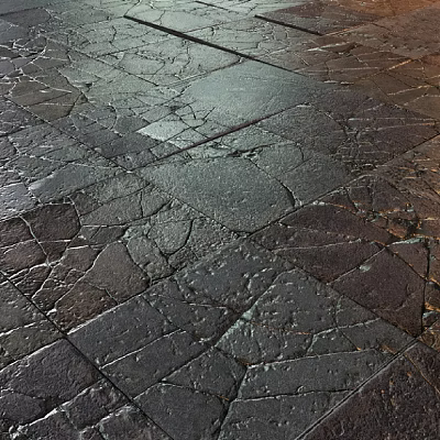 Dark Cracked Texture Floor Tiles With Natural Stone Appearance For Interior Design 3d model