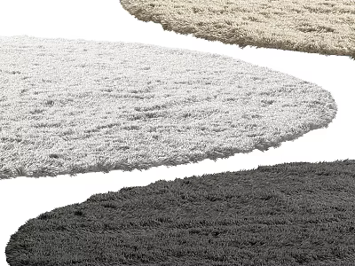 Soft Plush Round Rugs in White Beige Dark Gray for Modern Living Room Decor 3d model