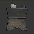 Traditional Wooden Container With Stand Base Green Pestle And White Mortar