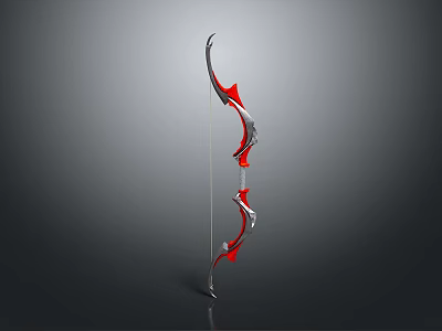 Modern Red And Silver Archery Bow With Sleek Stylish Artistic Design 3d model
