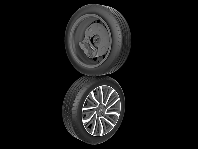 Dual Car Tires Showing Wheel Rim Design And Internal Structure Details 3d model