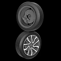 Dual Car Tires Showing Wheel Rim Design And Internal Structure Details