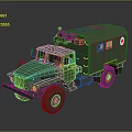 Green Military Armored Tank Featuring Red Cross Medical Vehicle Design Structure