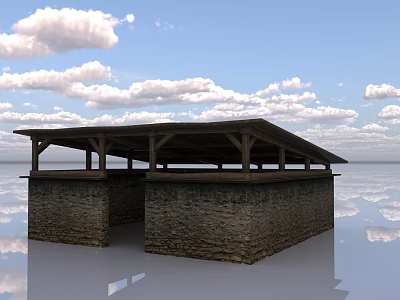 Retro cow pen sheep pen pig pen gazebo shed Chinese medieval 3d model