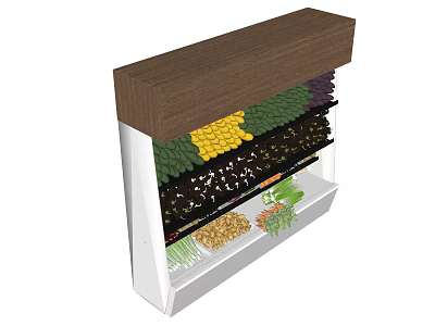 Colorful Vegetables Display On Multi Layer Wooden Top Shelf With Neat Arrangement 3d model