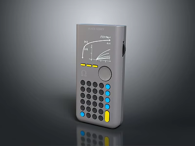 Gray Compact Office Electrical Appliance With Blue Yellow Buttons And Display Screen 3d model