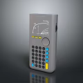 Gray Compact Office Electrical Appliance With Blue Yellow Buttons And Display Screen 3d model