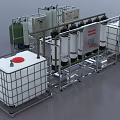 Laboratory Industrial Equipment Setup Featuring Stainless Steel Tanks Mixing Devices Piping Systems And Containers