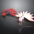 Elegant Feather Tail Decorative Figurines in Red and Pink for Home Decoration