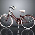 Vintage Brown And White Bicycle With Front Basket And Rear Rack