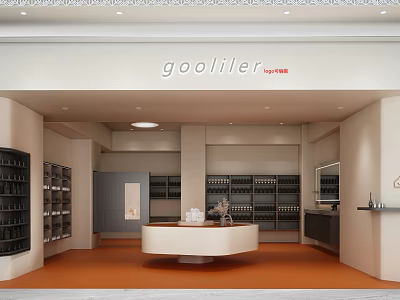 Gooliler Eyewear Store Interior With Round Counter And Display Shelves 3d model