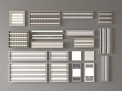 Various Grille Lights Designs For Ceiling Lighting Fixtures Collection 3d model
