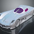 Silver Sports Car with Purple Tinted Windows and Streamlined Futuristic Design