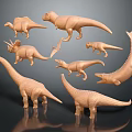 Different Dinosaur Toy Models Featuring T-Rex Triceratops Brachiosaurus And Stegosaurus 3d model