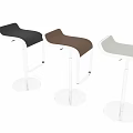 Modern Bar Stool With Black Seat Metal Frame Adjustable Height Round Base 3d model