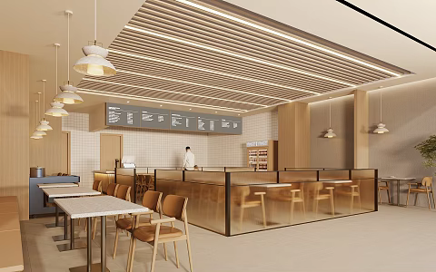 Modern Tea Restaurant Chinese Restaurant Nooddle Restaurant Fast Food Restaurant Fast Food Restaurant Table and Chair Restaurant Table and Chair Card Seat Sofa Bowl Chopsticks Cabinet Restaurant Luminous Light Box 3d model
