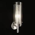 Modern Transparent Lighting Fixture With Perforated Design And Metal Stand Illuminating Space