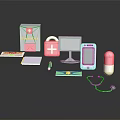 Medical Devices Including Red Cross Box Stethoscope Pill Monitor And Mobile Device