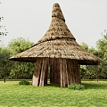 Outdoor thatched cottage thatched pavilion gazebo sunshade camping cottage wooden house grass shed 3d model