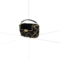 Chic Black Leather Handbag With Gold Mesh Detailing And Adjustable Shoulder Strap