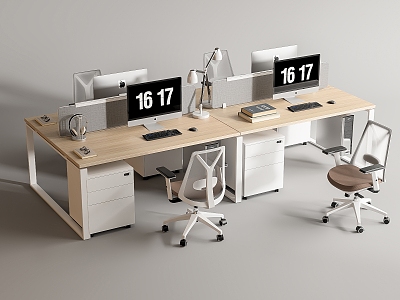 Modern Office Desk and Chair Office Desk and Chair Staff Station Computer Desk and Chair 3d model