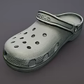 Classic Gray Crocs Shoes With Perforated Design And Adjustable Strap 3d model