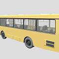 Yellow Bus Exterior Design With Large Windows And Black Wheels 3d model