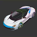 Modern Sleek Sports Car With Silver Blue Body Black Roof And Alloy Wheels